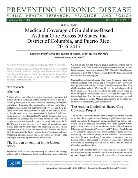 Medicaid Coverage of Guidelines-Based Asthma Care Across 50 …