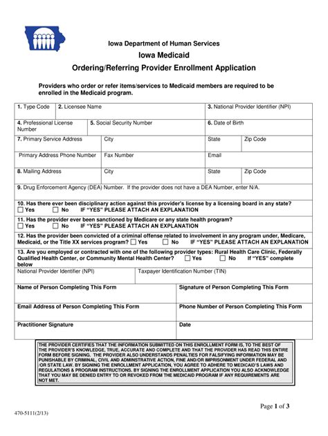 Medicaid Provider Enrollment Application Fill Out and Sign Printable
