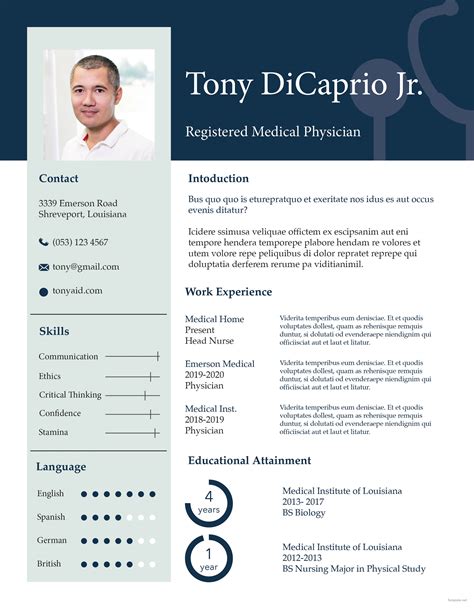 Medical CV Example Free Download in Word CV Templates