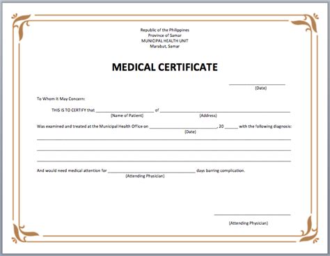 Medical Certificate Form Pdf For Students frame certificates