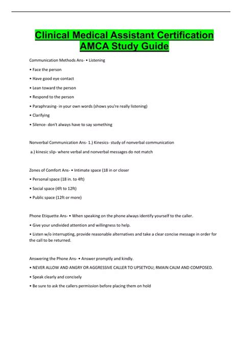 Medical Certification Study Guide For Assistant