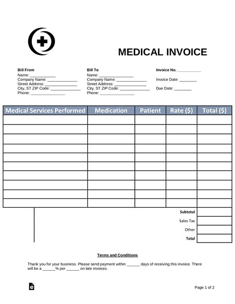 Medical Invoice Template Example Sample Templates