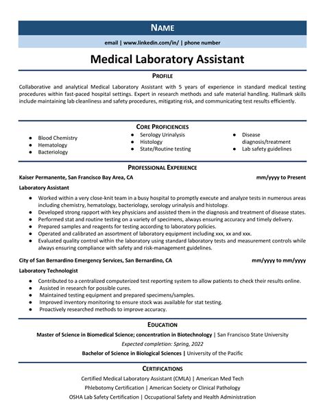 Medical Laboratory Assistant Resume Example & Guide (2021) ZipJob