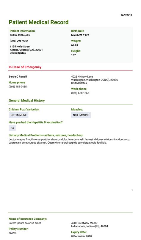 Medical Records Template