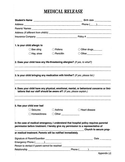 Medical Release Form Printable Adult
