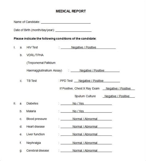 Medical Report Template Free Download