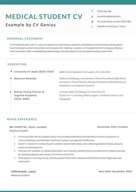 Medical Student Curriculum Vitae Template