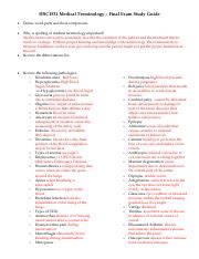 Medical Terminology Final Exam Study Guide