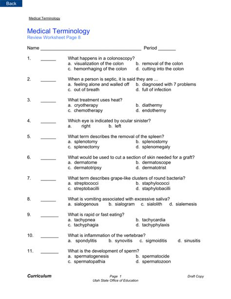 Medical The Terminology Work For Answers