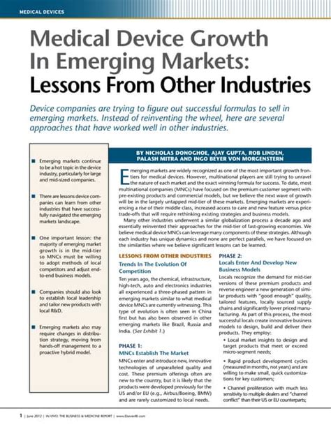 Medical devices Medical Device Growth In Emerging Markets: …