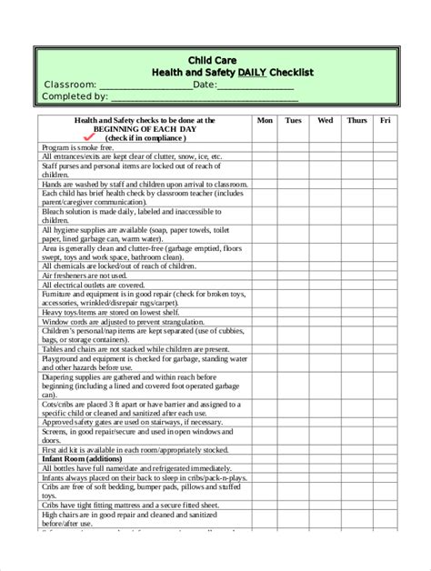 Medical practice daily checklist in Word and Pdf formats