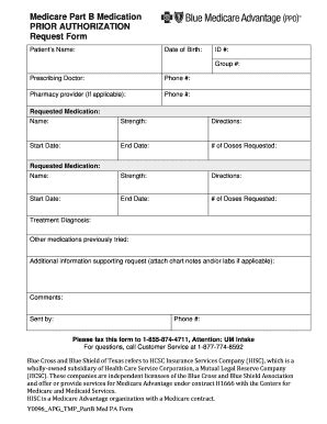 Medicare Part B Prior Authorization Form For Medications Form