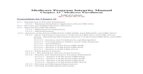 Medicare Program Integrity Manual...15.5.14.3 Form CMS855A, Form CMS