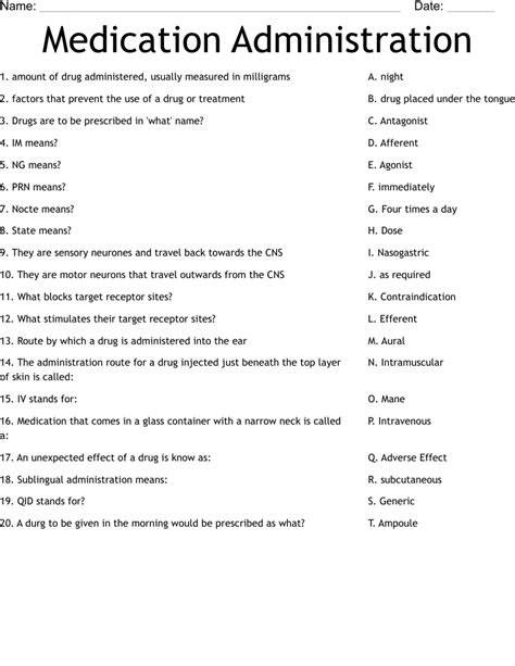 Medication Administration Worksheet WordMint