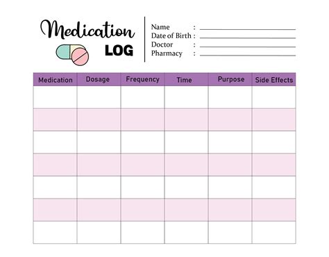 Medication Log Free Printable