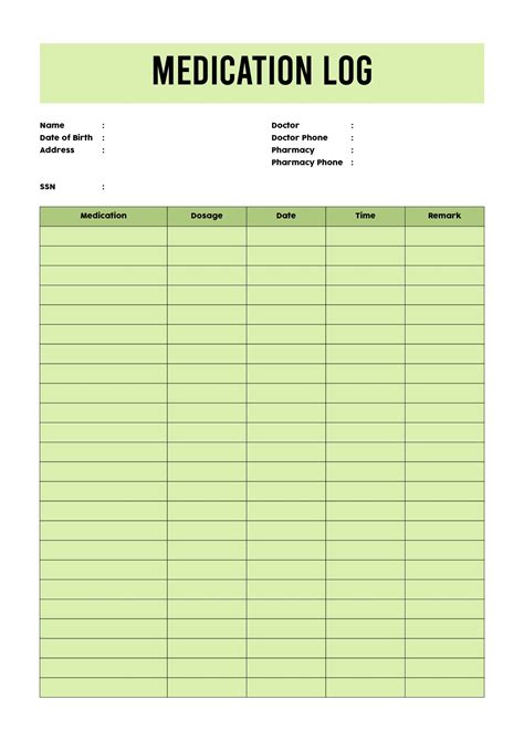 Medication Log Templates 8 Free Printable Editable Ms Word Formats Samples Examples Forms