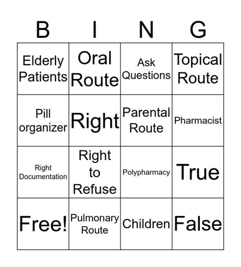 Medication Safety Bingo Card