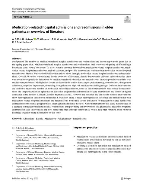 Medication-related hospital admissions and readmissions in older ...