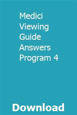 Medici viewing guide answers program 4. - Lg 42pj650 42pj650 ab plasma tv service manual.