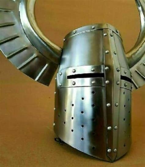 Medieval Templar Helmet With metal Horned and similar items