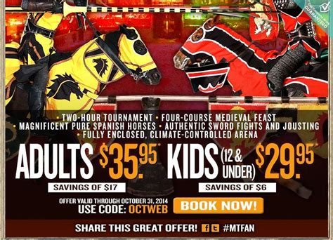 Keep reading to discover what you need to know about Medieval Times coupons, special deals, and Medieval Times promo codes. Medieval Times Discount Tickets Orlando The Medieval Times Dinner & Tournament is located at Kissimmee Castle, 4510 W Vine St, Kissimmee, FL 34746 .. 