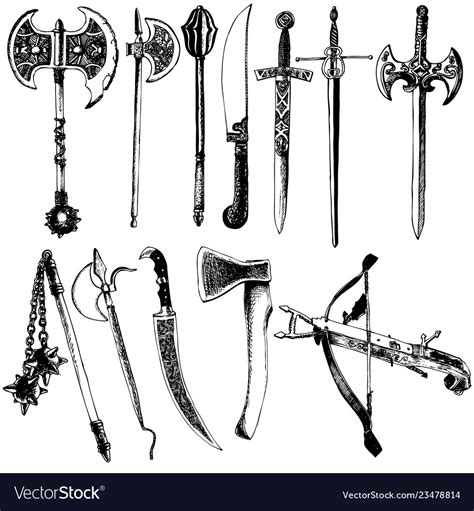 Medieval weapons set Royalty Free Vector Image