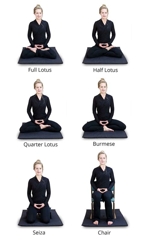 Meditation poses. Warrior One. 6 /13. Warrior poses work lower body muscles and build stamina and balance. From mountain pose, spread your legs out 3-4 feet. Lift your arms overhead, palms facing each other. Slide ... 