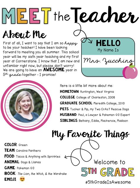 Description. This colorful and informational PowerPoint is a fantastic way to introduce yourself to your new students! I plan to show this to my students on the first day of school! Edit each slide and tell your students a bit about yourself. When your students know who you are as a person, they are much more interested in what you have to say ....