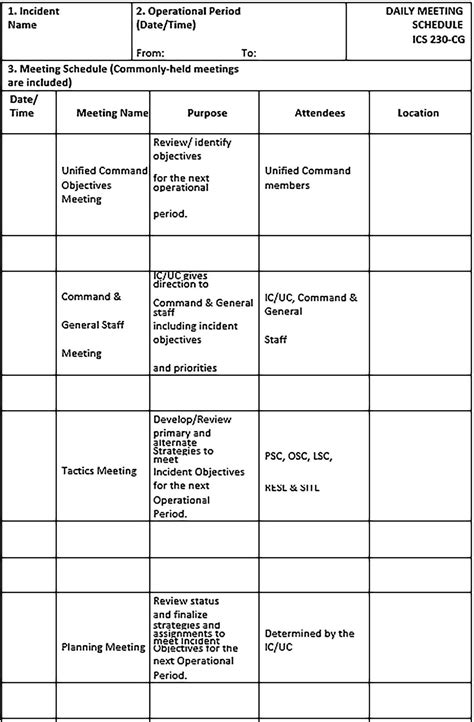 Meeting Schedule Template