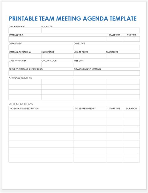 Meeting agenda, Meeting agenda template, Team meeting agenda