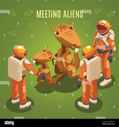 Meeting of an alien and an astronaut in space Vector Image