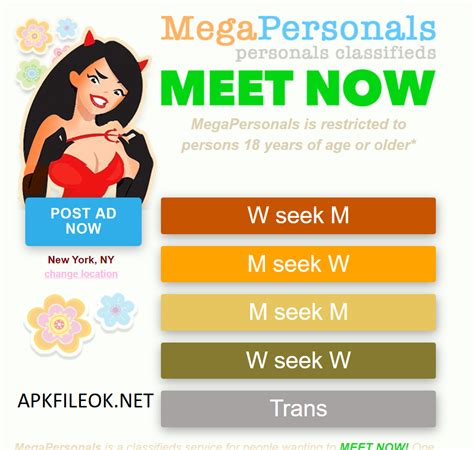 12 minutes read What is Megapersonal? Megapersonal is a classified personal hookup website. It lets you find hookups in Canada, the US, Europe, and Oceania. All you need to do is pick out your country, the state, and the city, and select what you're looking for.