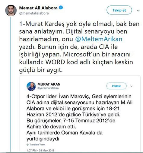 Mehmet ali alabora gezi tweeti