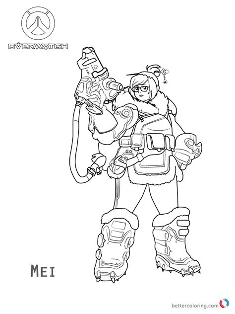 Mei from Overwatch Coloring Pages Free Printable Coloring Pages