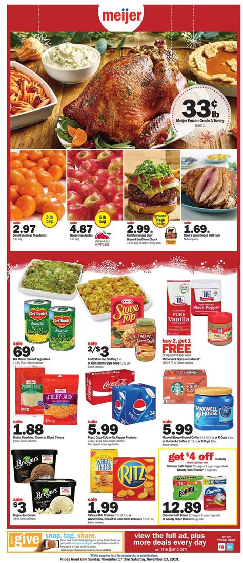Meijer Store Weekly Ad Circular Menu. This Week’s Meijer Circular. Before you go shopping, make sure to see this week’s Meijer circular to check the prices, discounts, and offers. On this platform, not only you will find the circular for this week, but for every upcoming week. So, prepare your shopping lists, add whatever you need and more .... 