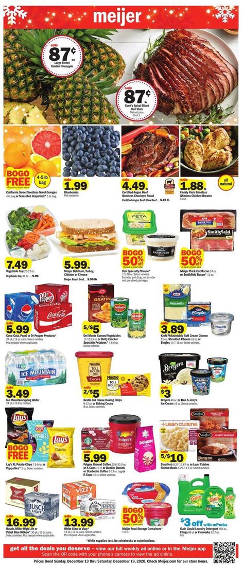 Dec 5, 2022 · December 5, 2022. Browse the latest Meijer weekly ad, valid Dec 04 – Dec 10, 2022. Save with the online Meijer circular weekly for exclusive promotions that add more discounts to your deals. Choose from an assortment of Meijer premium products, such as Earthbound Farm Organic Salads, General Mills Giant Size Cereal, Marie Callender’s ... . 