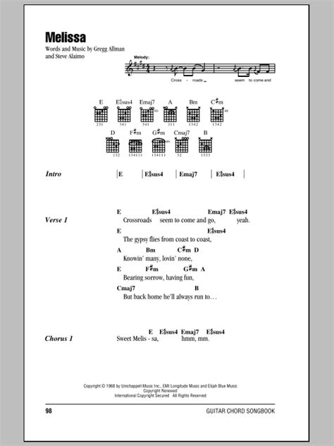 Melissa (Lyrics) by The Allman Brothers Band chords - Yalp