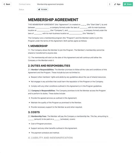 Membership Agreement Membership Contract Template PDF Template