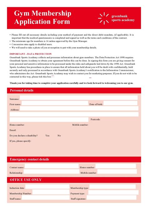 Membership Application Form Application for Membership Form