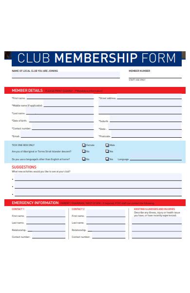 Membership Form Template Word, and Excel
