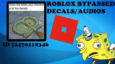 Here’s the latest batch of Roblox decal IDs; additional image IDs for Roblox will be released with time, so stay tuned. People on the Beach: 7713420. Super Happy Face: 1560823450. Nerd Glasses: 422266604. Spongebob Street Graffiti: 51812595. Pikachu: 46059313.. 