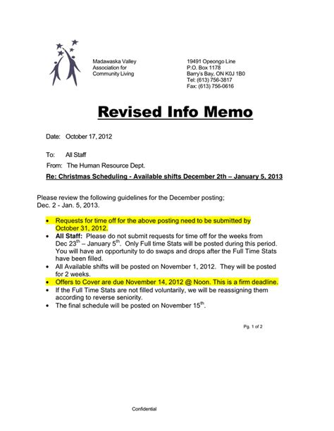 Memo Sample in Word and Pdf formats