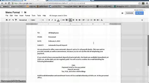 Memorandum FormatGoogle Documents YouTube