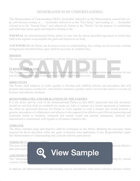 Memorandum Of Understanding Free MOU Template PDF FormSwift