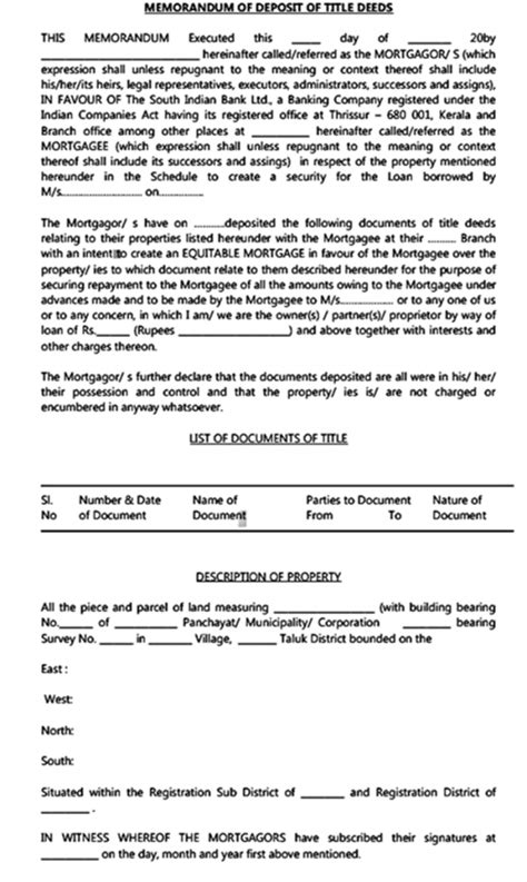 Memorandum of Deposit of Title Deeds - Meaning & Procedures