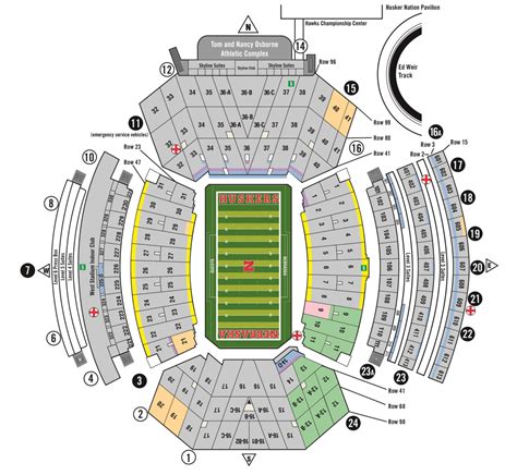 Sections 12-14 are a part of the student section that also includes sideline sections 9-11. Additionally, some seats in sections 19, 20, 40, and 41 are visitor seating, so many of the fans in these sections are likely to be rooting against the Cornhuskers on game day. Recommended For Partying and Socializing - Designated student section.. 