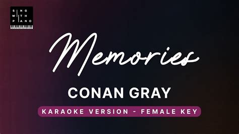 Memories - Conan Gray (FEMALE Key Karaoke) - Piano …