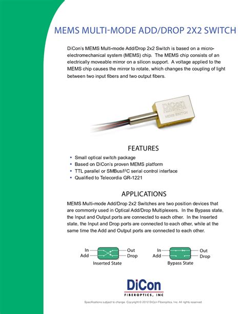 Mems Multimode 2x2 Add Drop Optical Switch Manualzz