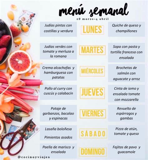 Menú semanal con recetas de aprovechamiento para comer sano …