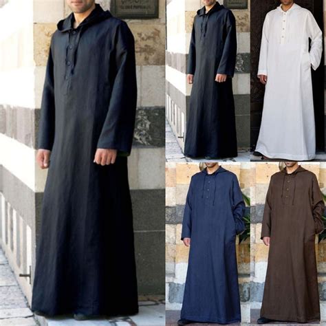Men Saudi Robe Thobe Thoub Dishdasha Islamic Arab Kaftan Abaya Caftan